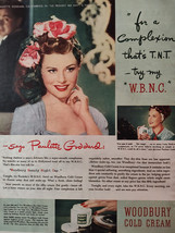 1943 Womans Home Companion Ad Paulette Goddard for Woodbury Cold Cream - £8.52 GBP