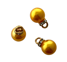 10 Charms Pendants Gold Orange Pearl Crystal Rondelle Bead Drops 15x10mm - $3.99