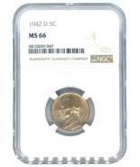 1942-D 5C Jefferson Nickel Graded by NGC as MS66 - $98.99
