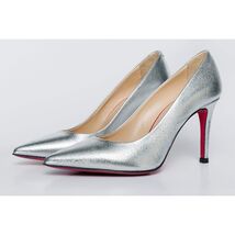 The Ege Silver Leather Pump Fuchsia Sole Women Shoe image 2