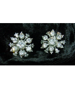 Vintage Pair of Small Round Rhinestone Metal Brooch Pins-Lot P 69 - $9.50