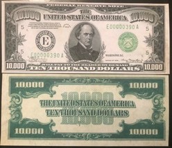 Reproduction United States 1934 $10,000 Bill Federal Reserve Note Copy USA  - £3.12 GBP