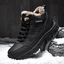 Men ankle Snow Boots Winter  Warm Leather Outdoor Walking Mountain Climb... - £55.84 GBP