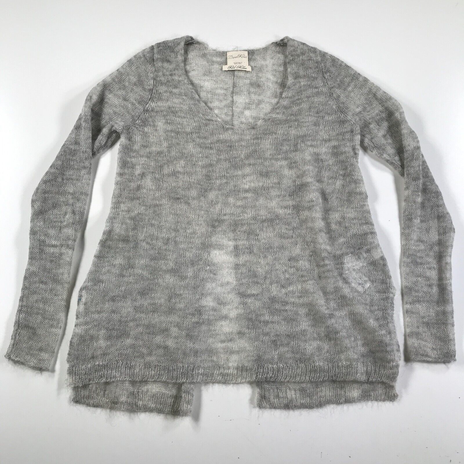 Zara Pullover Damen Klein Heather Grau Kinder Mohair V Hals Offen Strick... - $22.76
