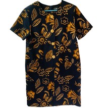 Sag Harbor Women&#39;s Dress Size 10 Black with Brown Tropical Print - £18.30 GBP