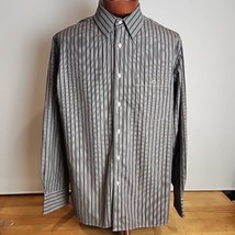 Lacoste Dress Shirt Mens 44 XL Gray Stripe Button Down Long Sleeve Prepp... - £16.94 GBP