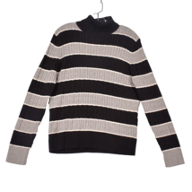 Jeanne Pierre Black Grey Stripe Stretch Turtleneck Sweater Size: XL 100%... - £14.89 GBP
