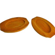 Wood Oak Oval Casserole Serving Tray Platters Set of 2 Vintage - £7.89 GBP