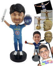 Personalized Bobblehead Cricketer Representing His Nation With A Bat And Helmet  - £71.60 GBP