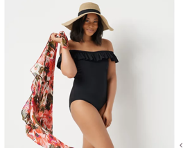 G.I.L.I. Convertible Ruffle Top One-Piece Swimsuit Noir Black, Size 16, ... - £13.48 GBP