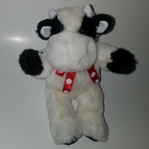 VTG Betsy GANZ Cow Plush Stuffed Animal Toy Black White 1994 Red Polka Dot Bow - £17.02 GBP