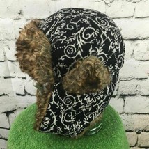 Womens O/S Hat Wool Blend Floral Faux Fur Trim Hunters Trapper Warm Winter Cap - £15.78 GBP