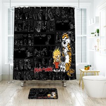 Calvin And Hobbes 03 Shower Curtain Bath Mat Bathroom Waterproof Decorative - £18.66 GBP+