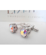 Aurora Borealis Crystal Shirt Cufflinks Suit and tie Cuffs Art Deco Jewelry - $50.00