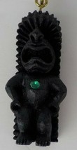 THE POLYNESIAN COLLECTION KEYCHAIN BLACK TIKI TOTEM WITH GREEN GEM HAWAI... - £11.78 GBP