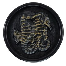 Vintage Chalkware Seahorse Plaque Wall Hanging Black - £23.58 GBP
