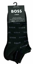 Hugo Boss Men&#39;s Italy 2 Pack Black Gray Logo Cotton Socks Italy One Size 7-13 - £17.34 GBP