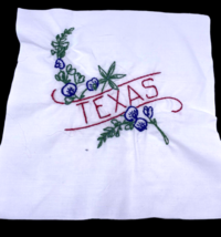 Texas Embroidered Quilted Square Frameable Art State Needlepoint Vtg 8.5&quot; - £22.06 GBP