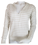Lightweight Hooded Sweater Womens S White Stripe Wool Blend Resort Lafay... - $610.40 MXN