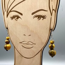 Dramatic Triple Drop Dangle Earrings, Vintage Shimmering Swirls of Gold - £22.42 GBP