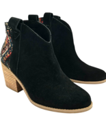 toms women&#39;s constance boot black suede global woven 2.75in heel bootie ... - $67.45