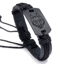 5 PCS B01916 Men Leather Bracelet (Black) - £5.70 GBP