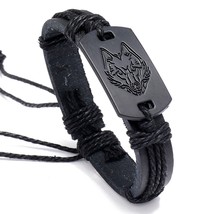 5 PCS B01916 Men Leather Bracelet (Black) - £5.44 GBP