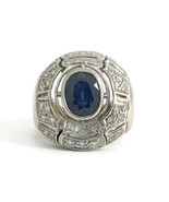 Authenticity Guarantee 
Vintage 1960s Oval Sapphire Diamond Large Statem... - £2,399.87 GBP