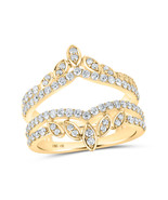 14kt Yellow Gold Womens Round Diamond Wrap Enhancer Wedding Band 1 Cttw - £1,622.23 GBP