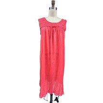 1950s Lorraine VTG Hot Pink Nylon Nightgown w/ Lace Lingerie Sz M - $77.22