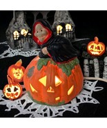 Jack O Lantern Halloween Light Porcelain Pumpkin Ghost Skeleton Vintage ... - £27.37 GBP