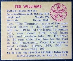 1950 Bowman #98 Ted Williams Reprint - MINT - Boston Red Sox - $1.98