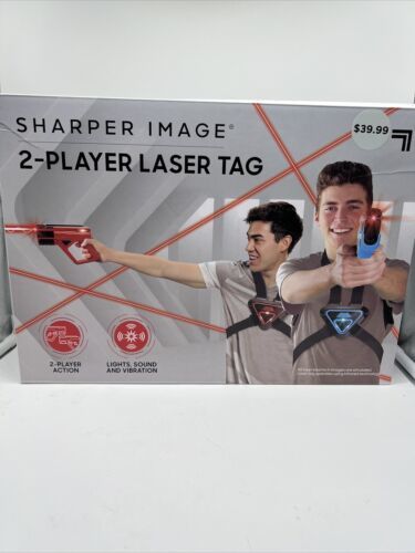 Sharper Image 2 Player Electronic Laser Tag Game Blasters Target Red Blu... - $14.25