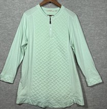 Soft Surroundings Tunic L Mint Green Quilted Quarter Zip Shirt Casual Co... - $242.96 MXN