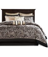King 12 Piece Cotton Polyester Comforter Set Black Gold Paisley - $494.86 CAD