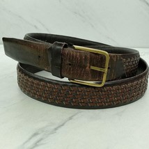 Lejon Vintage Brown Glazed Analine Steerhide Woven Leather Belt Size 40 ... - £13.44 GBP