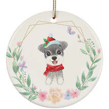 Cute Miniature Schnauzer Dog Lover Ornament Wreath Xmas Gift Pine Tree Decor - £11.83 GBP