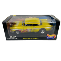 Hot Wheels Custom 1957 Chevy 1:18 Yellow/ Flames Diecast Car Sealed In Box 1999 - £16.41 GBP