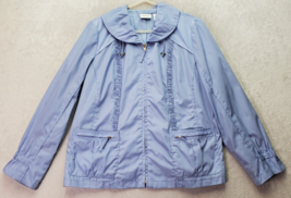 Chico&#39;s Zenergy Rain Jacket Womens Size 2 Blue Polyester Long Sleeve Full Zipper - £19.58 GBP