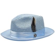 Men's Summer Spring Braid Straw style Hat by BRUNO CAPELO JULIAN JU910 Lt Blue image 2