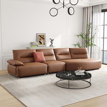 Curved Sectional Sofa: 147&#39;&#39; Brown Eco-Leather - £1,722.61 GBP