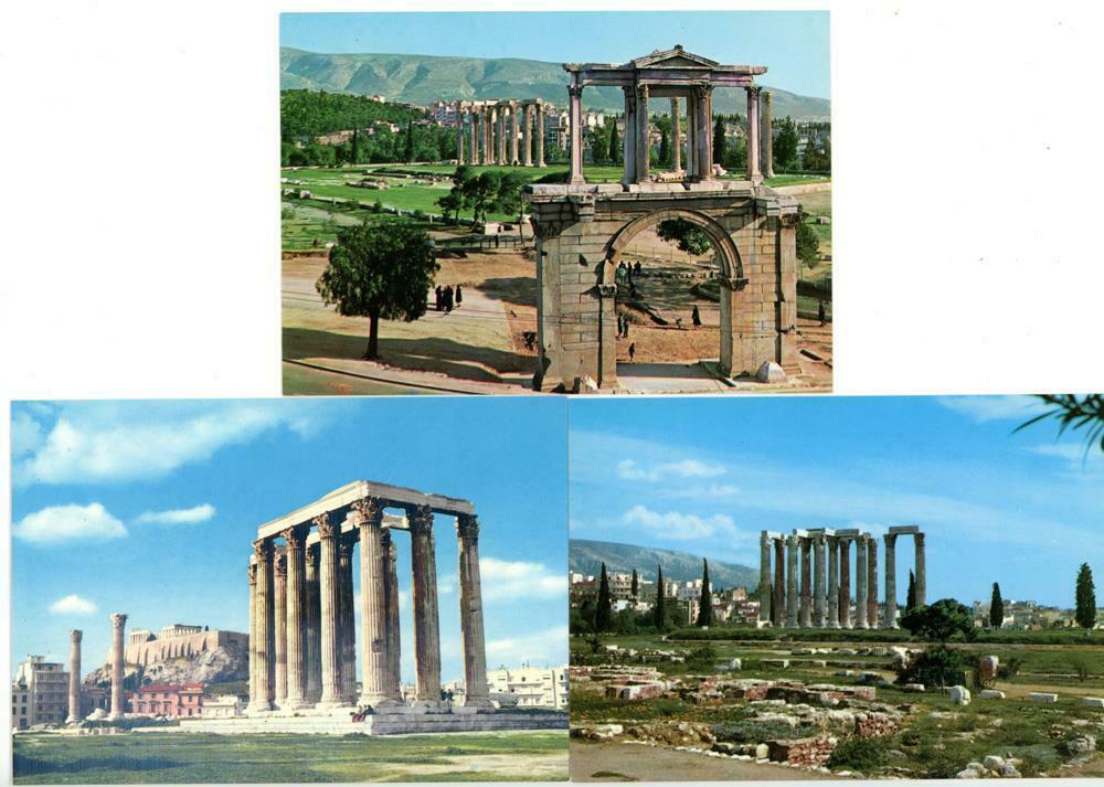 Primary image for 3 Postcards Greece Athens Adrian's Gate Temple of Jupiter Zeus Unposted
