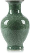 Green Ceramic Vase For Home Decor, Rustic Oriental Vases, And Glazed Decorative - £39.10 GBP