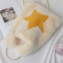    Women Ring Handle  Bags Soft Plush Ladies Winter Clutch Purse Handbag Love Pa - £54.73 GBP