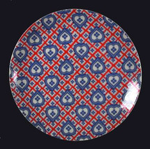 Taste Setter Blue Hearts Red Stripes Porcelain Plate TSA3 - £15.70 GBP