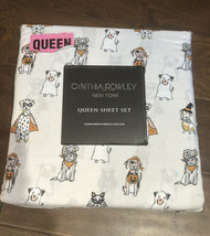 Cynthia Rowley Halloween Dogs In Costumes Pumpkins Queen Sheet Set New - £39.31 GBP