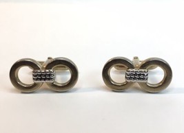 Vintage Swank Cufflinks Gold &amp; Silver Tone Double Circle Link - £7.83 GBP