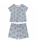 Disney 2-piece Pajama Set Short Sleeve/Shorts Grey Minnie Mouse Girls Sz... - $16.38
