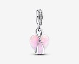 925 Sterling Silver Mom Opalescent Hearts Dangle Charm with Lab-Created ... - $25.80