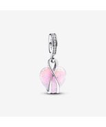 925 Sterling Silver Mom Opalescent Hearts Dangle Charm with Lab-Created ... - £20.44 GBP